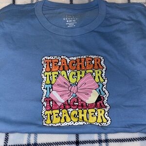 George  Blue Tee with Teacher Graphic